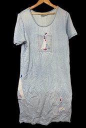 Bleu Bayou Sailboat Womens Denim Dress Size XL 100 Percent Cotton