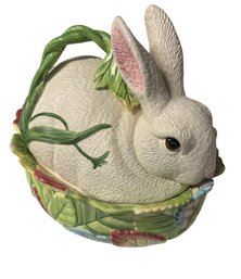 Fitz & Floyd Le Lapin Large Oval Covered Vegetable Bowl