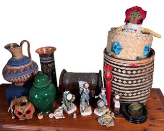 Patriotic Figurines, Woven Baskets, Foreign Vessels & Assorted Decor (BR1)