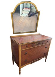Luce Furniture Co 1930s Beaded Floral Dresser & Matching Mirror Made In Grand Rapids (BR1)
