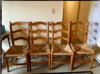 Four Ladderback Chairs With Rush Seats