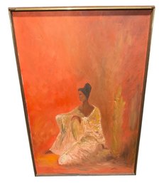 MCM Original Framed Painting Of A Woman Signed Erwin 1966