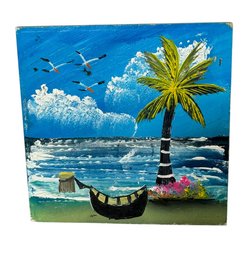 Tropical Beach Hand Painted Art Tile