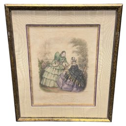 19th Century French Colored Fashion Plate A Framed Art