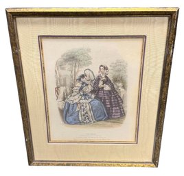19th Century French Colored Fashion Plate C Framed Art