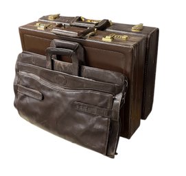 Leather Hand Bag With Leather Briefcase Set 3 Pc