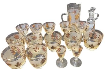 Libby Golden Foliage Glass Set 16 Pc