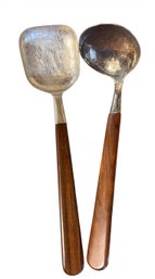 Sterling Silver Wooden Handled Serving Utensils 2pc(DR)