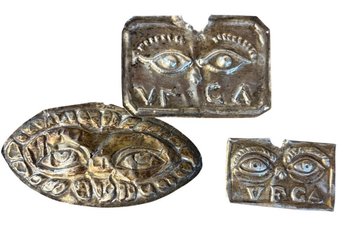 Italian Silver Tone Faces 3pc