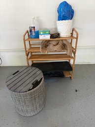 Bamboo Shelf With Outdoor Bin.   (G)
