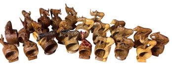 Hand Carved African Animal Wooden Napkin Holders 23pc(Dr)