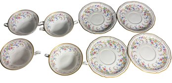 Rosenthal Chippendale Floral Double Handled Cup And Plate 8 Piece Set