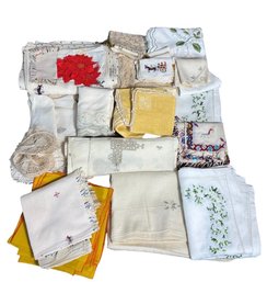 Large Collection Of Embroidered Linens And Cloths(DR)