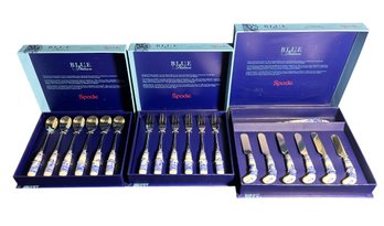 Spode Blue Italian Knives, Spoons, And Forks