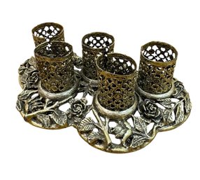 Ormolu Floral Metal Filigree 5 Lipstick Holder