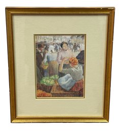 Camille Pissarro (1830-1903) Marketplace Gold Tone Framed Art Print