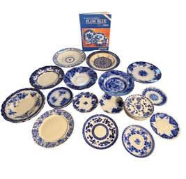 Large Collection Of Flow Blue China With Book 33pc (K)