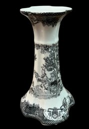 Chinese Black & White Rooster Bunny Decorated Candlestick Holder