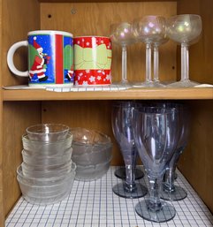 Two Shelves Full Of Assorted Glassware & Ceramics (K)
