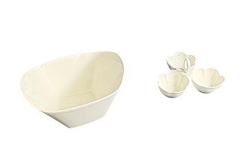Home Ceramic Popcorn Bowl With Ilemulino Porcelain 3 Bowl Caddy