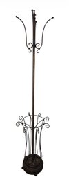 Solid Metal Coatrack With Integrated Umbrella Holder (E)