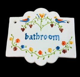 Andrea West 1980s Adorable Ceramic Bathroom Wall Sign