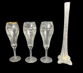 1980s Frat Event Glasses And Bud Vase
