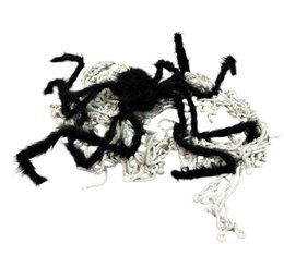 Large Fuzzy Spider & Web Halloween Decorations