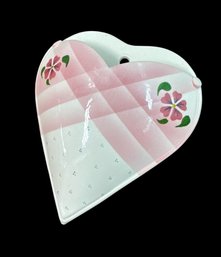 Signed Pottery Floral Heart Wall Pocket