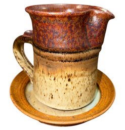 Beautiful Handcrafted Pottery Jug & Plate Signed May