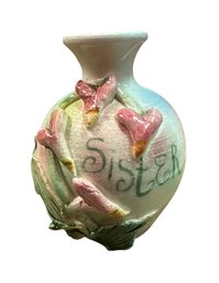 Original Signed Pottery Bleeding Heart Bud Vase
