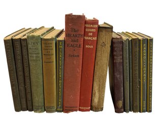 Shelf Full Of Antique Books 15pc