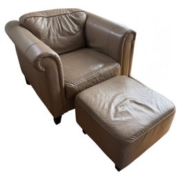 Leather Arm Chair With Matching Ottoman