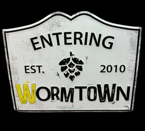 Entering Wormtown Worchester Massachusetts Metal Sign