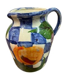 Keyes Signed Studio Pottery Fruit Painted Jug
