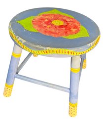 Floral Handpainted Wooden Stool