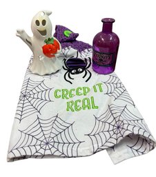Ghost Votive Holder, Poison Bottle & Halloween Dish Towel