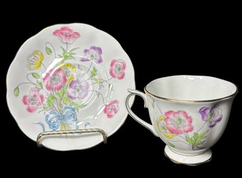 Royal Albert English Bone China Poppy Floral Teacup & Saucer