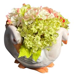 Ceramic Goose Centerpiece Faux Flower Holder