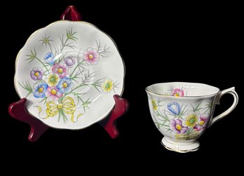 Royal Albert English Bone China Cosmos Floral Teacup & Saucer