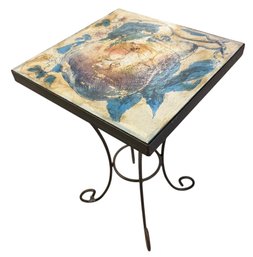Ornate Iron Side Table With Pear Top (G)