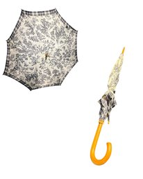 Black Plaid Wooden French Umbrella