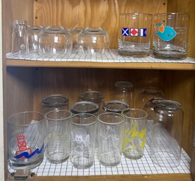 Two Shelves Full Of Assorted Glassware (K)
