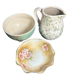 Glazed Ceramic Bowls And Pitcher