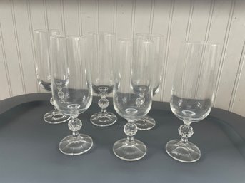 Six Crystal Champagne Glasses (K)