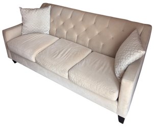 Better By Design Cream Velvet Tufted Sofa (P)