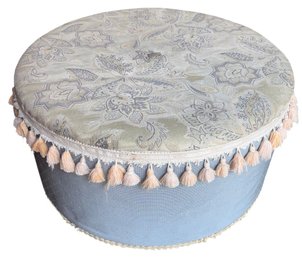 Upholstered Round Tasseled Ottoman (P)