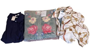 Talbots Floral Sweater, Silk & Cotton Shirts 3pc Brand New! (BR1)