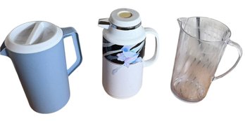 Plastic Pitcher And Assorted Thermoses 3pc Set (lR)