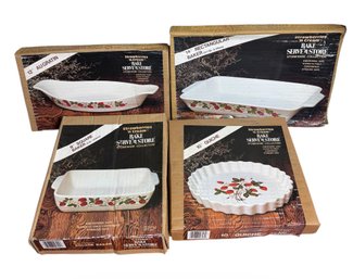 Strawberries N Cream  Baking Stoneware Baking Pans 4pc (BR2)